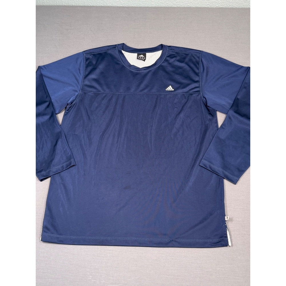 Vtg. Adidas Long Sleeve Navy Training Performance Shirt XL Athletic Activewear